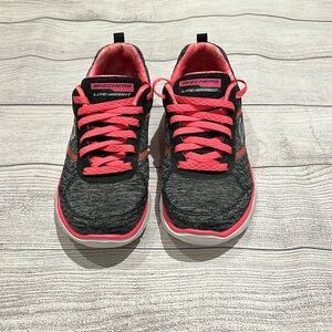 Skechers Women's Flex Sole Neon Pink/Heathered Black Sneakers | Size 9